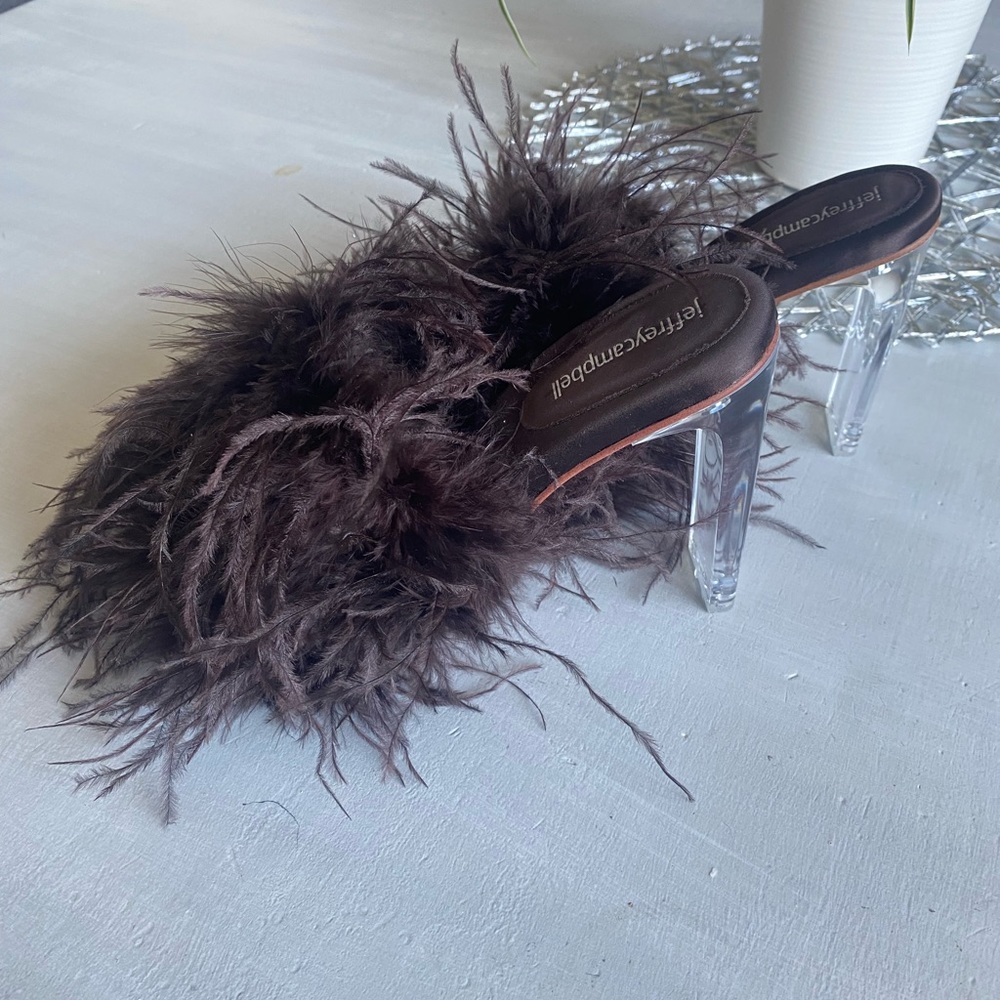 New BHLDN x Jeffrey Campbell Daisy Feather  Boa Heels size 7.5 - Picture 9 of 11